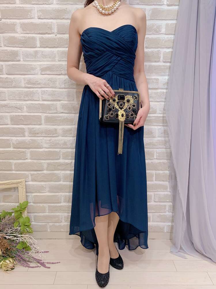 パーティー 新婦様2次会ドレス シックなネイビーカラー大人フィッシュテールロングドレス ドレンタ パーティー 新婦様2次会ドレス シックなネイビーカラー大人フィッシュテールロングドレス ドレンタ