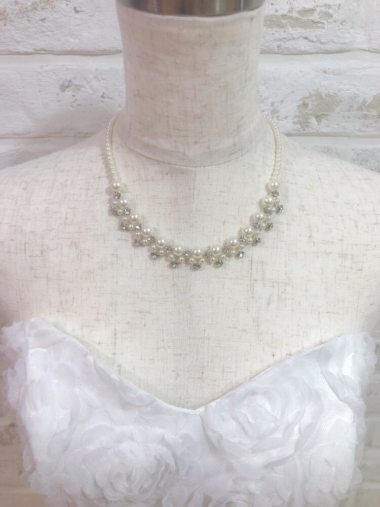 【ネックレス】シルバーダイヤ×パール