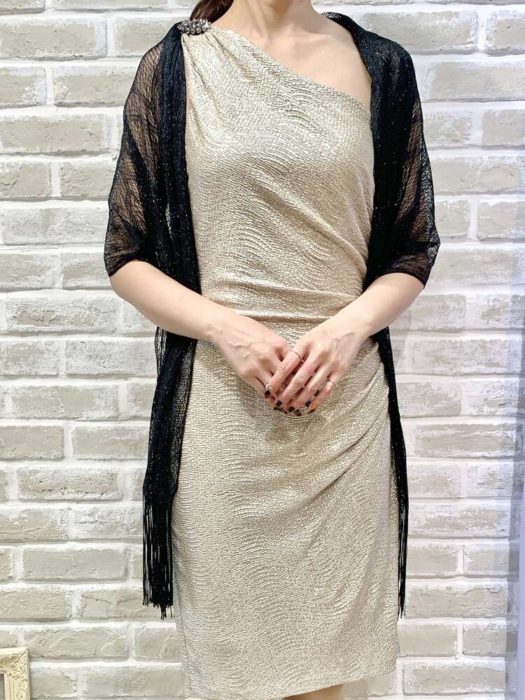 【ストール】ブラックラメフリンジストール
