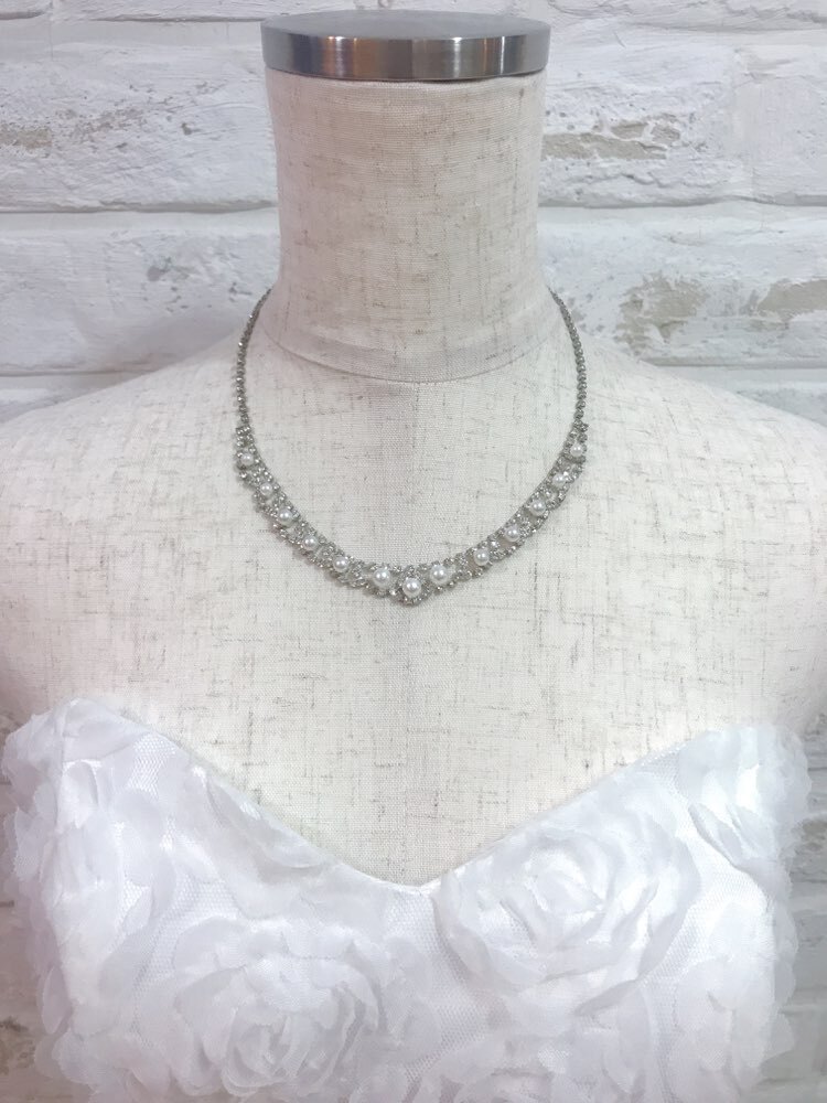 【ネックレス】シルバー　パール13コ