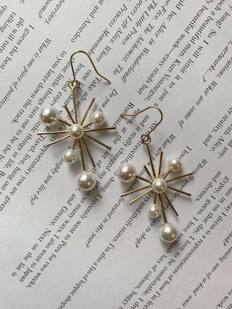 【ピアス】ゴールドパール花火モチーフ