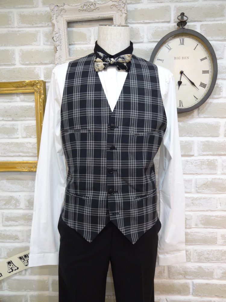 【ベスト単品】ブラックチェック　NOAK US38 M