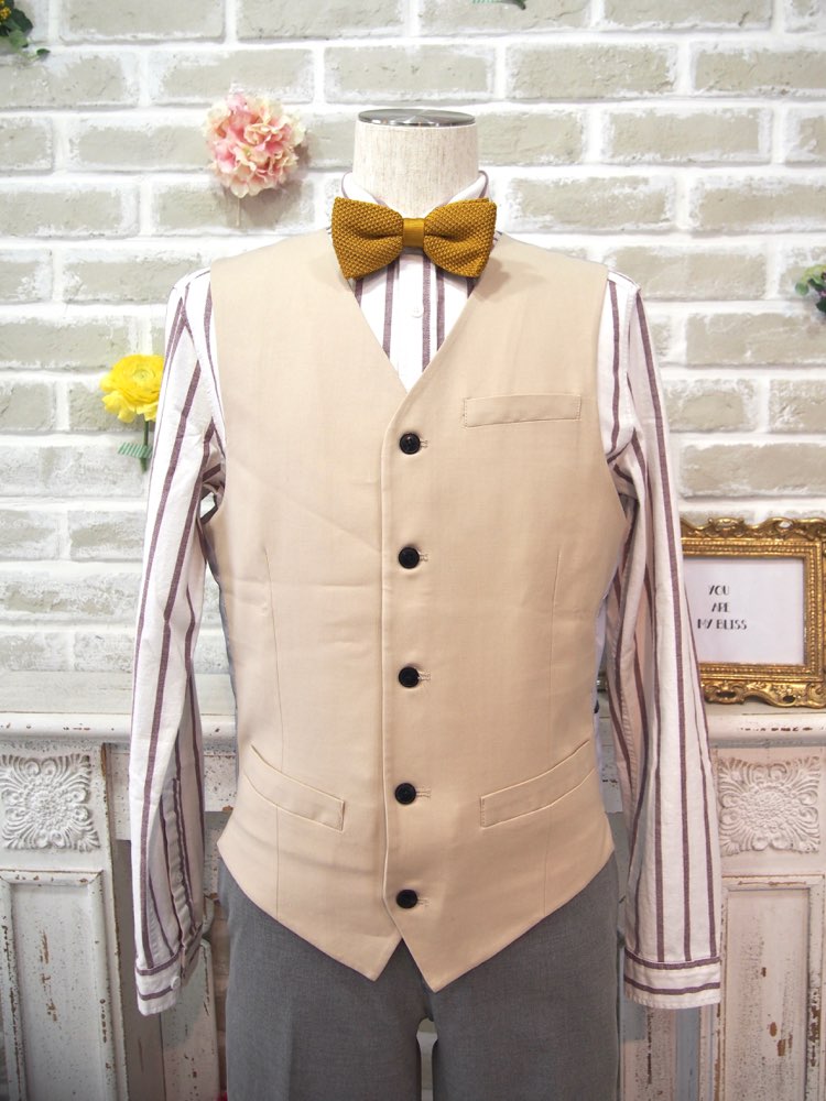 【ベスト単品】ベージュ　ブラックボタン　38 M PREMIUM