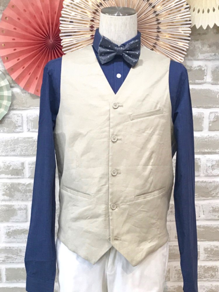 【ベスト単品】リネン素材　ベージュ　40 L