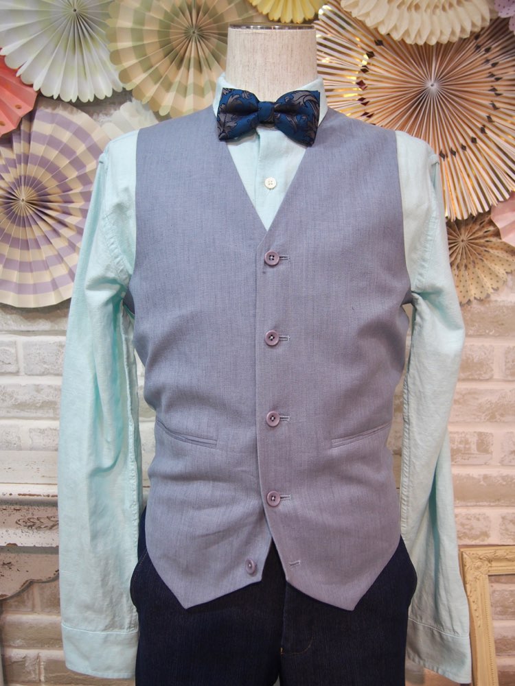 【ベスト単品】PALE BLUE WHITE BACK asos /36