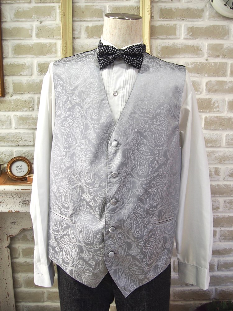 【ベスト単品】シルバーペイズリー　L