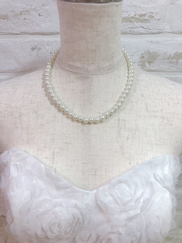 【ネックレス】シルバーシンプル１連パール