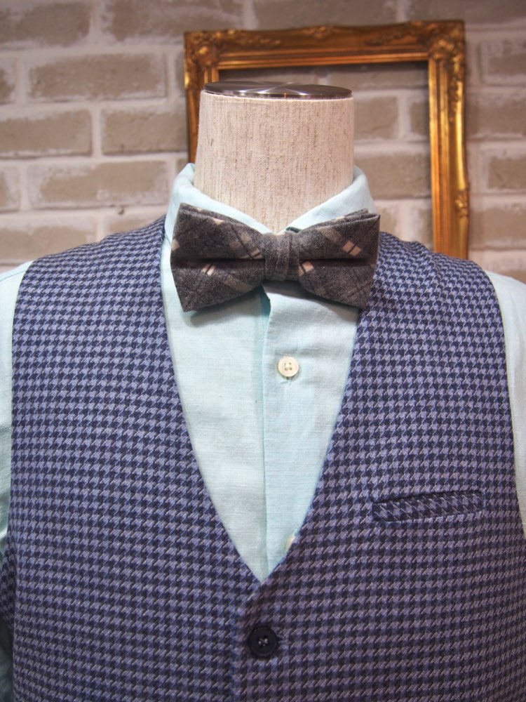 【蝶ネクタイ】 GRAY PLAID WOOL BOWTIE