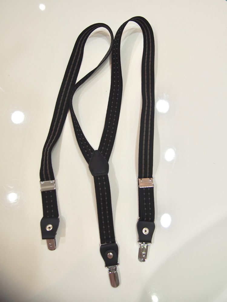 【サスペンダー】BLACK ストライプ裏ドット　最長83センチ
