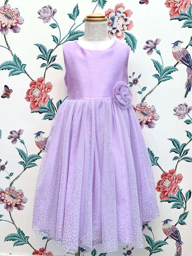 【キッズドレス】ラベンダーラメチュールドレス 110センチ