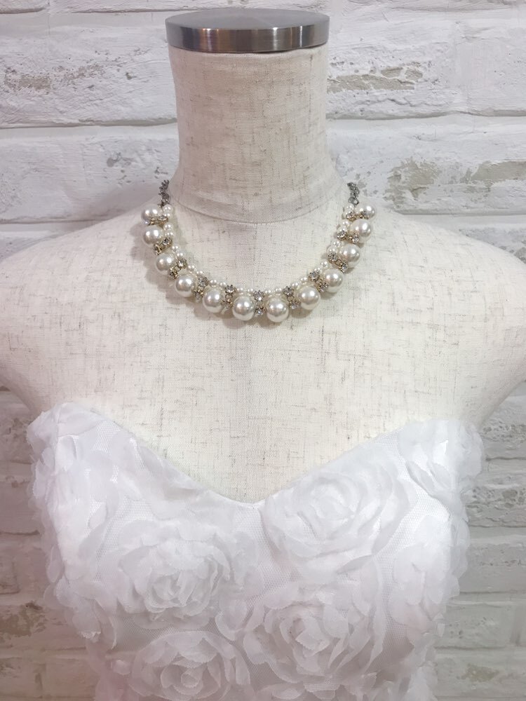 【ネックレス】ゴールド2段パールビジュー