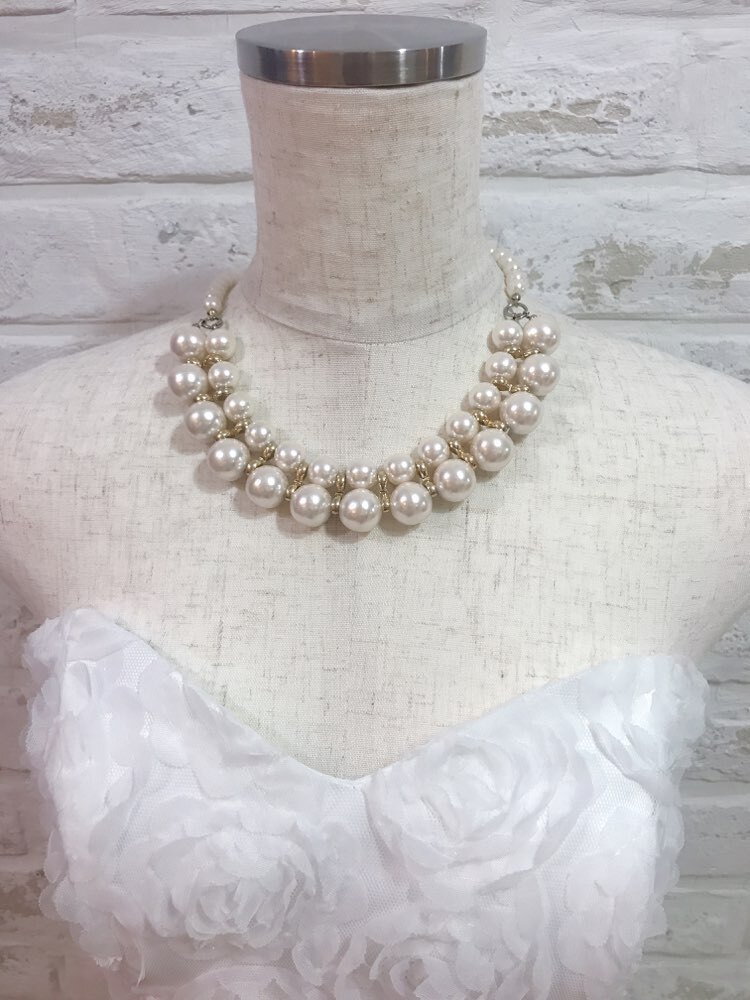 【ネックレス】ゴールド金具2段パール