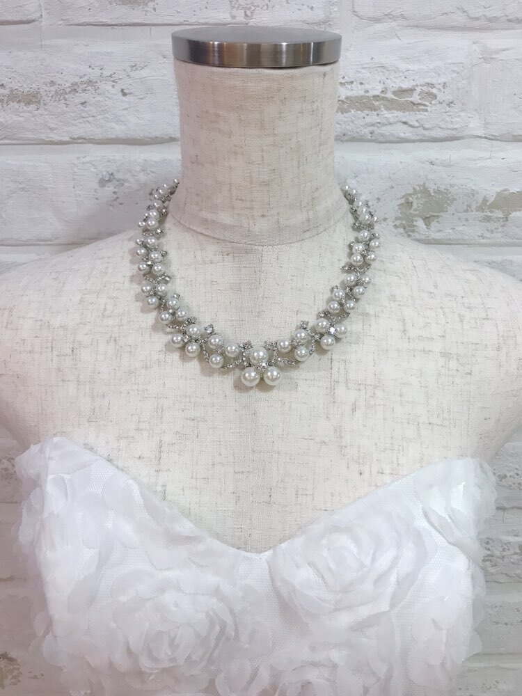 【ネックレス】シルバー　パール三つ葉