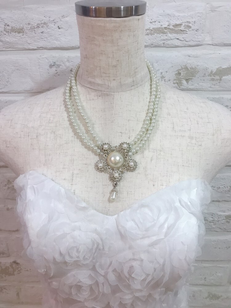 【ネックレス】フラワーモチーフ　2連