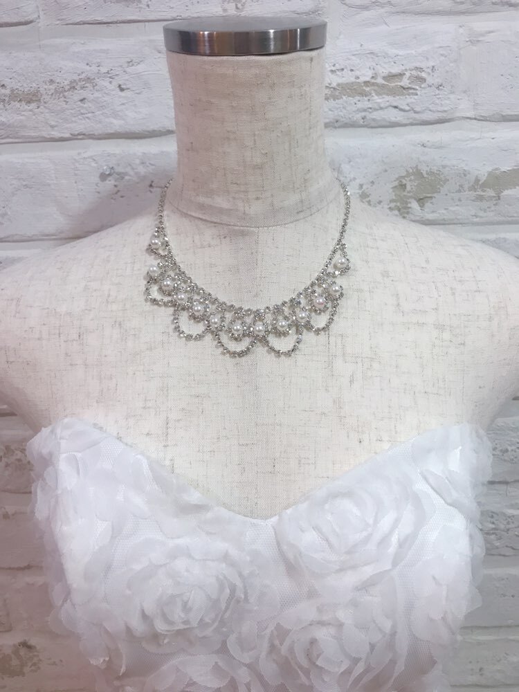 【ネックレス】シルバーパール13個シャンデリア風