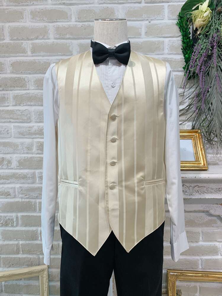 【ベスト単品】光沢ゴールドストライプ　L