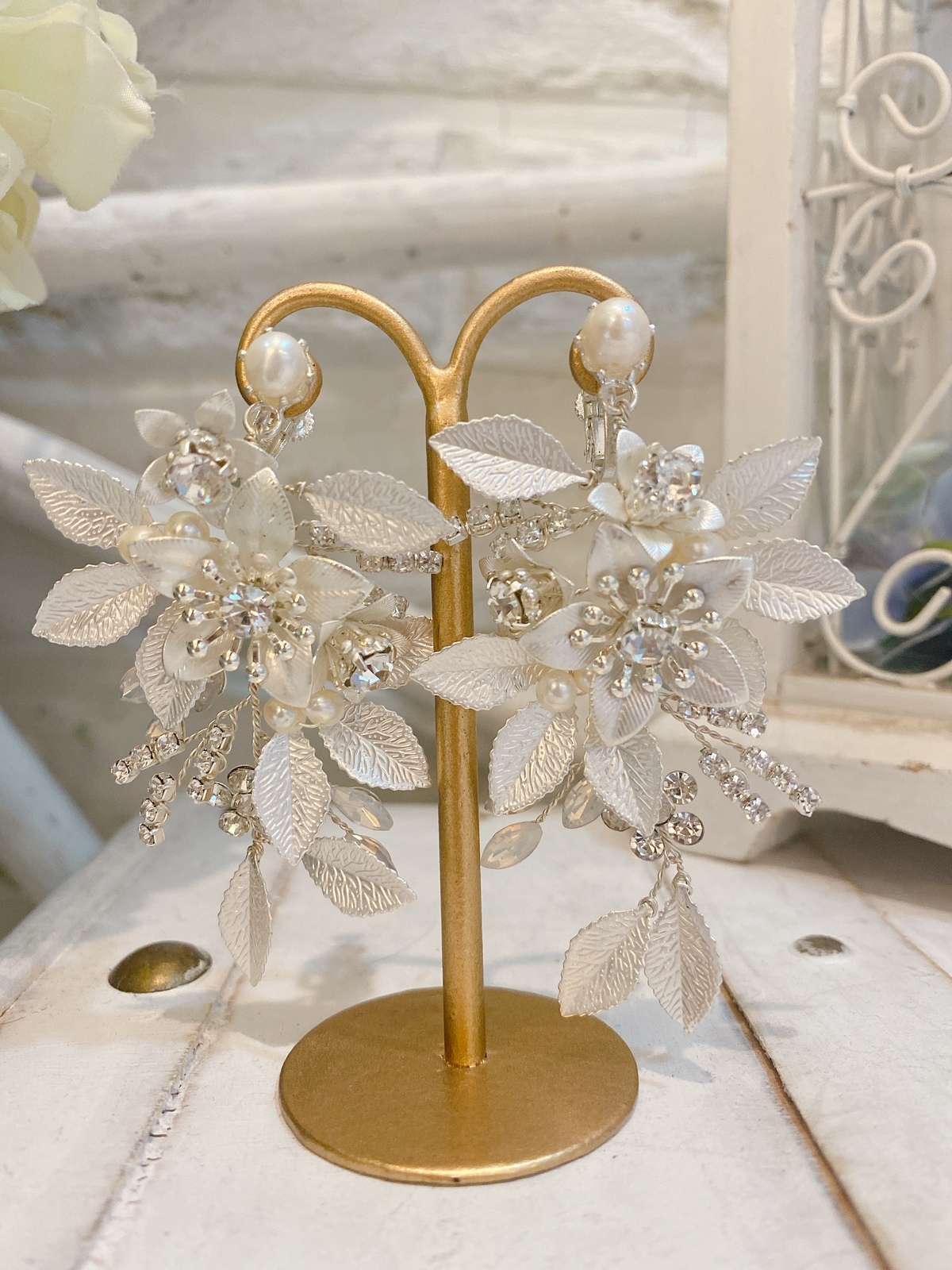 【イヤリング】シルバーフラワー&リーフ