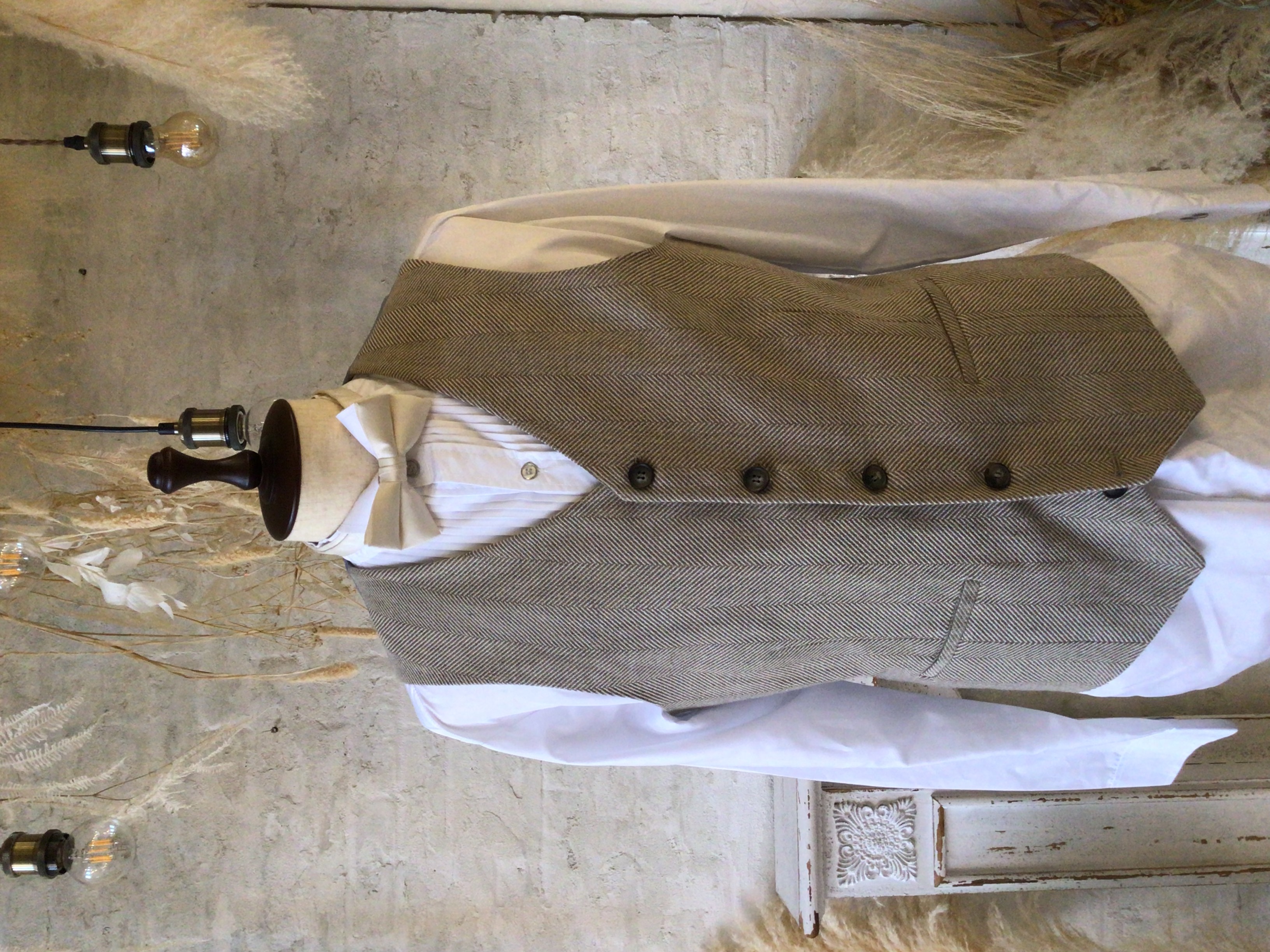 【ベスト単品】ヘリンボーンベージュ asos US42 XL
