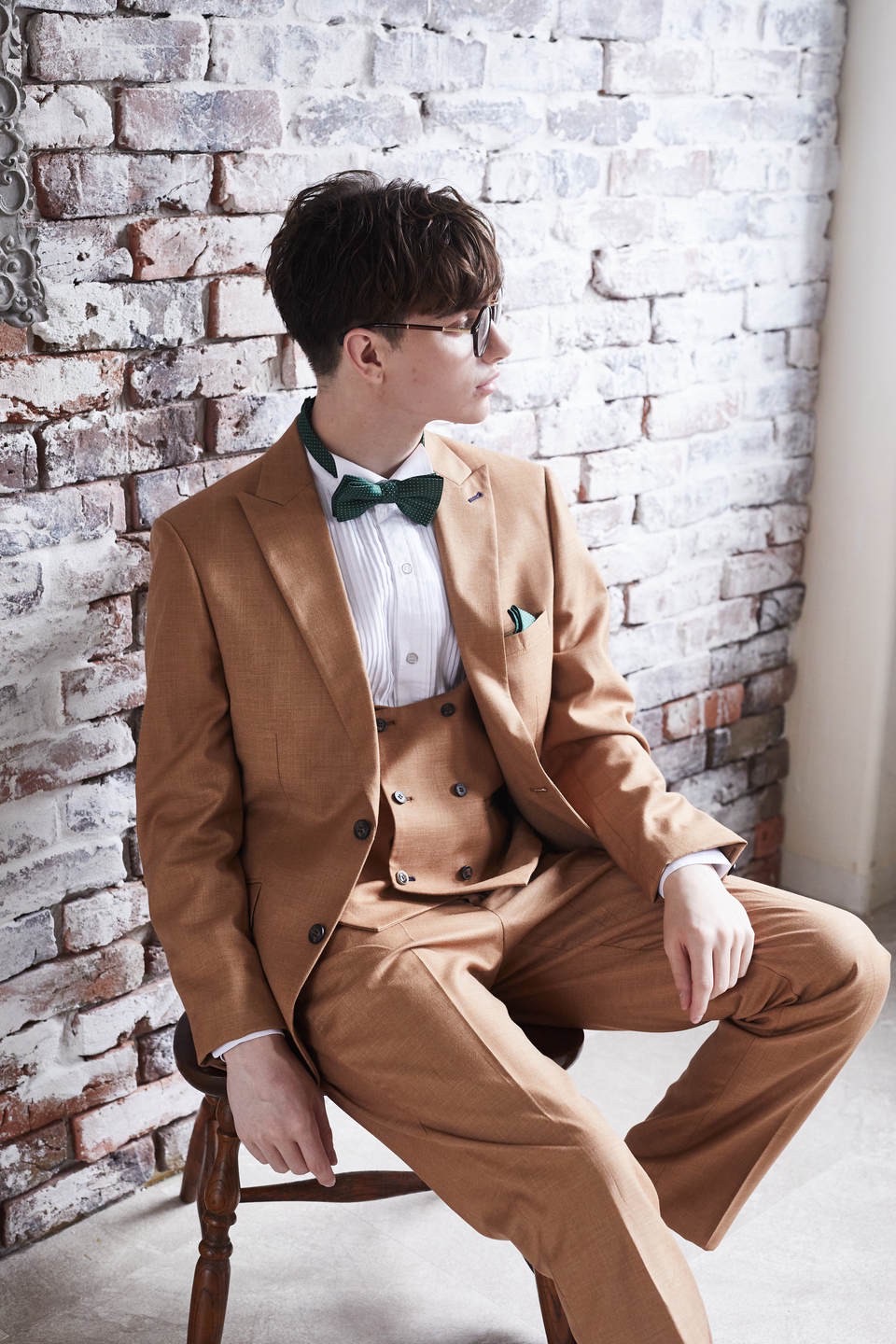 【パンツのみ】ブラウンベージュパンツ　3P HARRYBROWN London 32M〜L