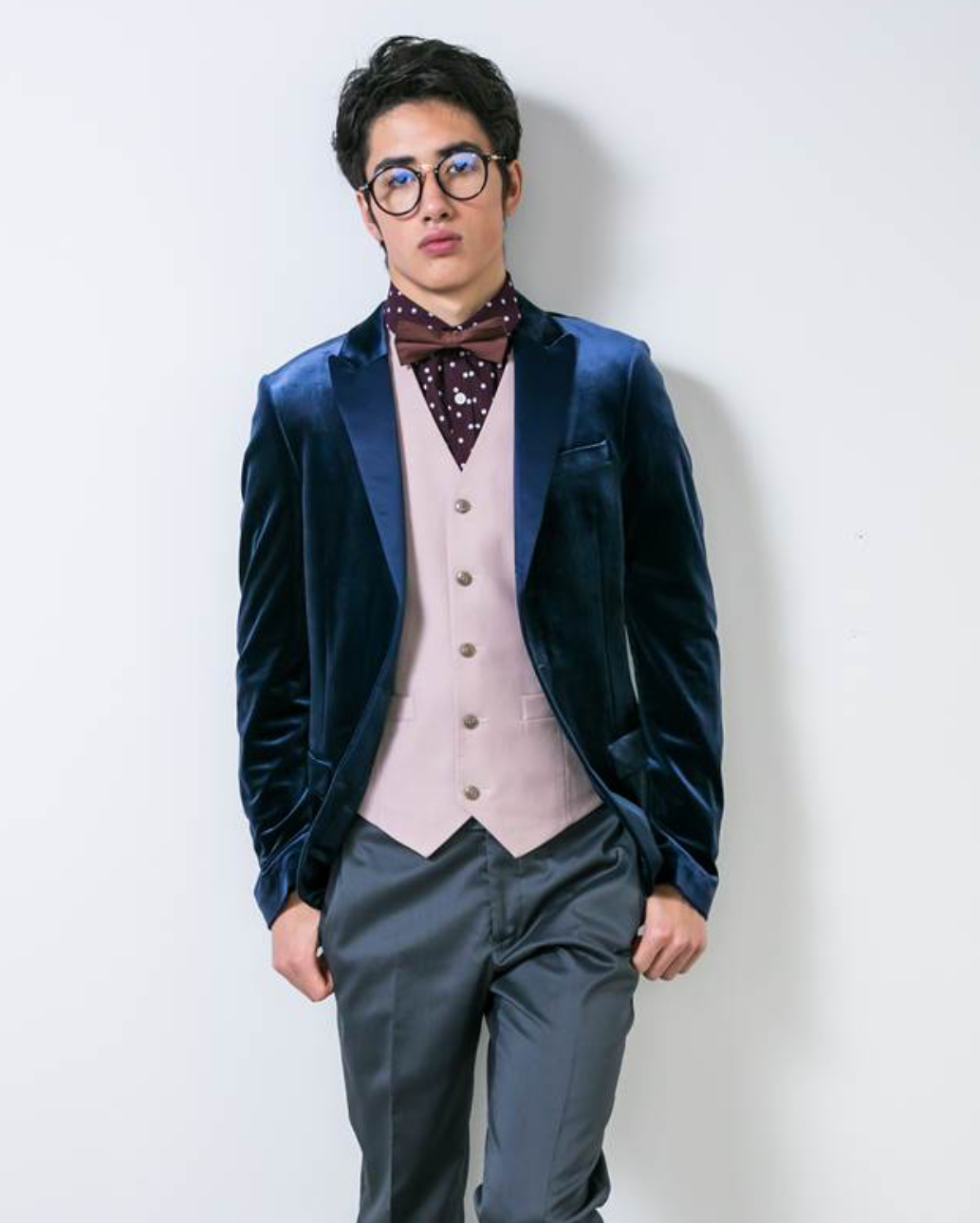 【ジャケット単品】ベロアネイビージャケットasos36 S
