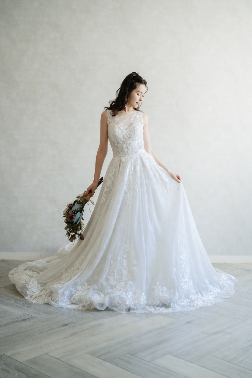 collection ノースリーブパイピングフラワーAライン　US6 11号