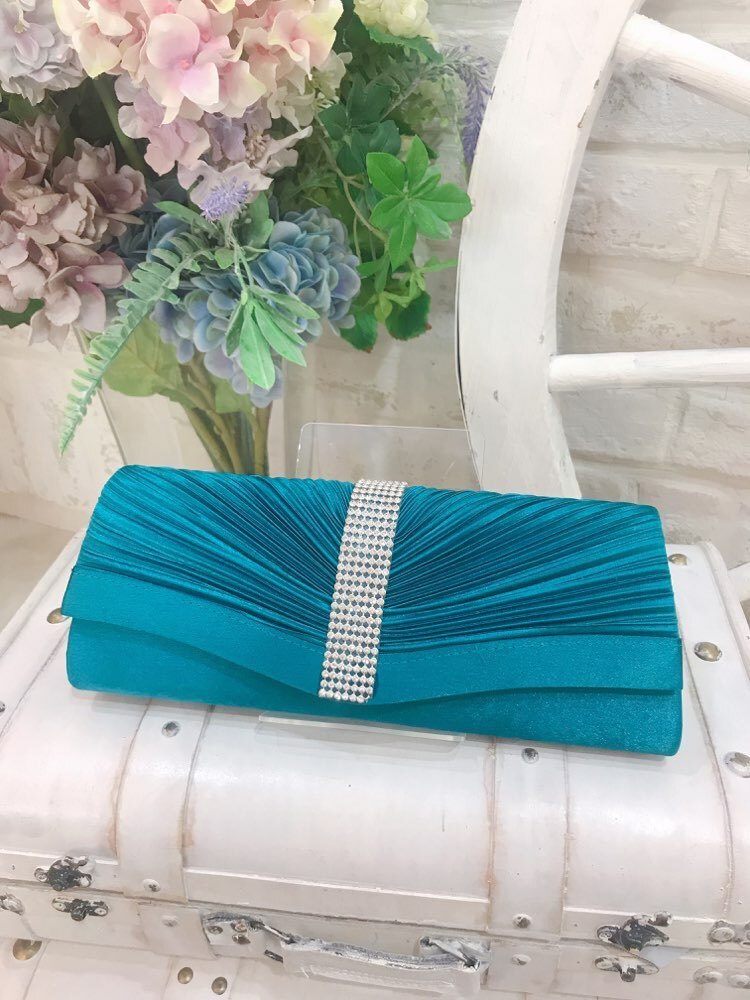 【バック】ターコイズブルー　ビジュー