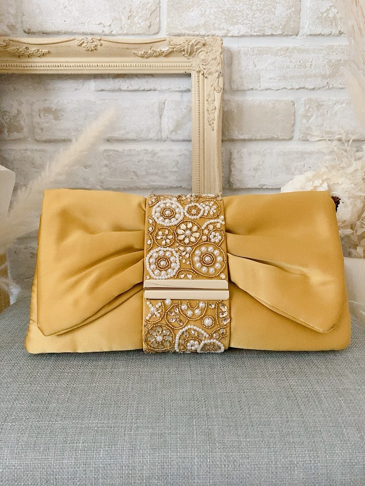 Mustard yellow/エンブロイダリーリボンBag