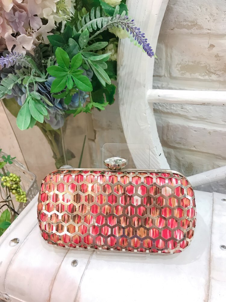 【バック】ゴールド網目　ピンク