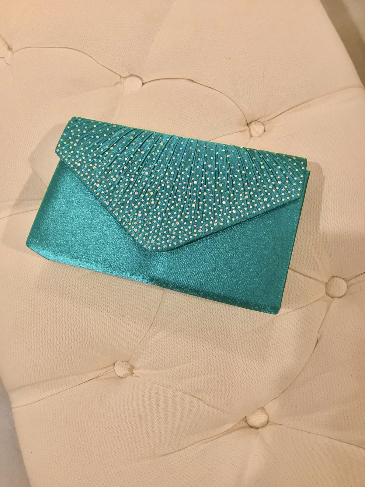 【バック】ラインストーン　 エメラルドグリーン