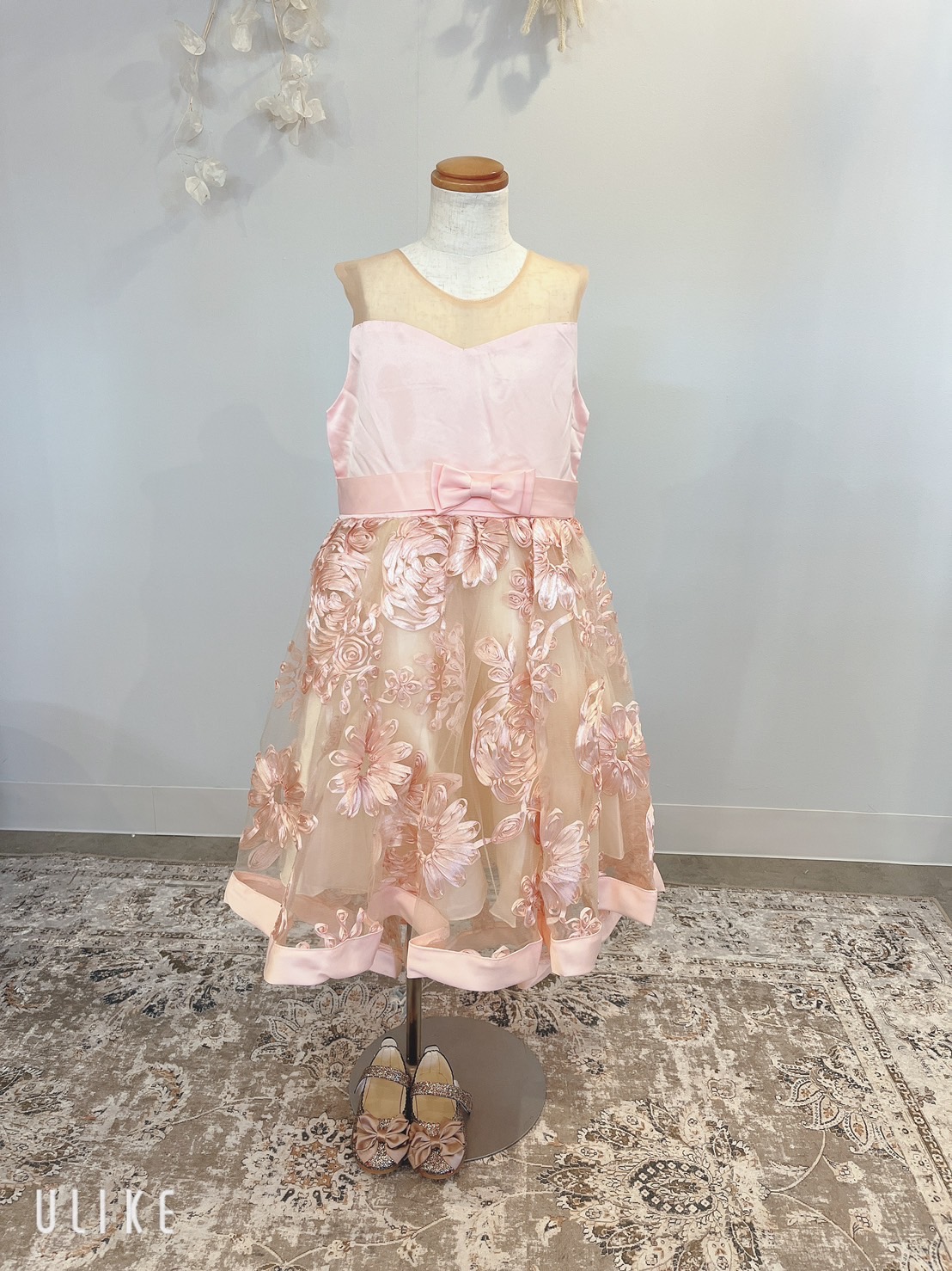 【キッズドレス】フラワーピンク　150-160cm