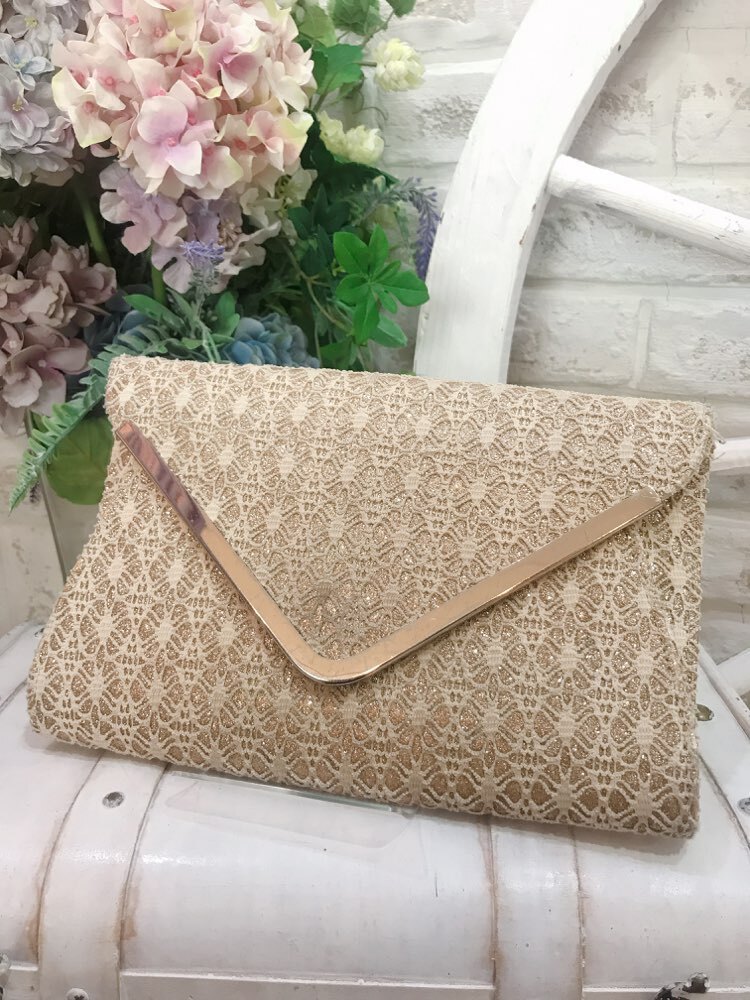 【バック】ベージュ　ラメ刺繡