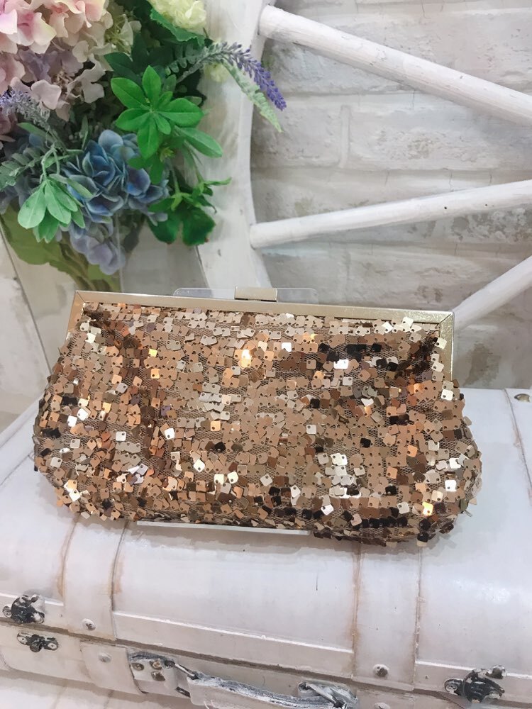 【バック」ブロンズスパンコールがま口