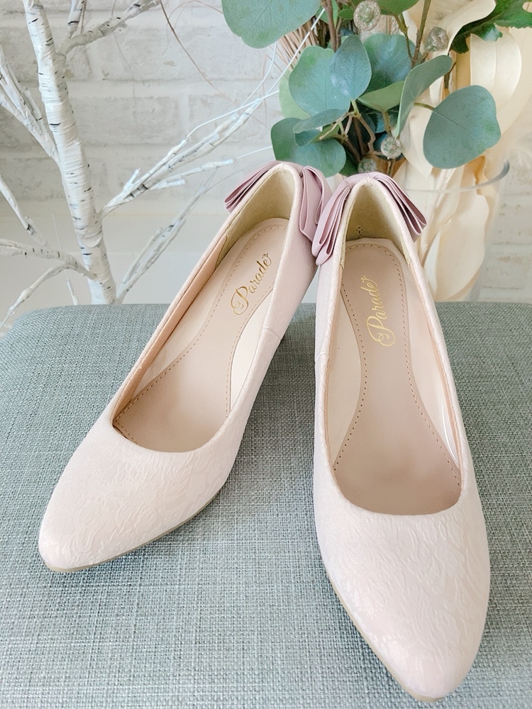 Parade/バックリボンベージュパンプス〈22.5㎝〉6㎝ﾋｰﾙ