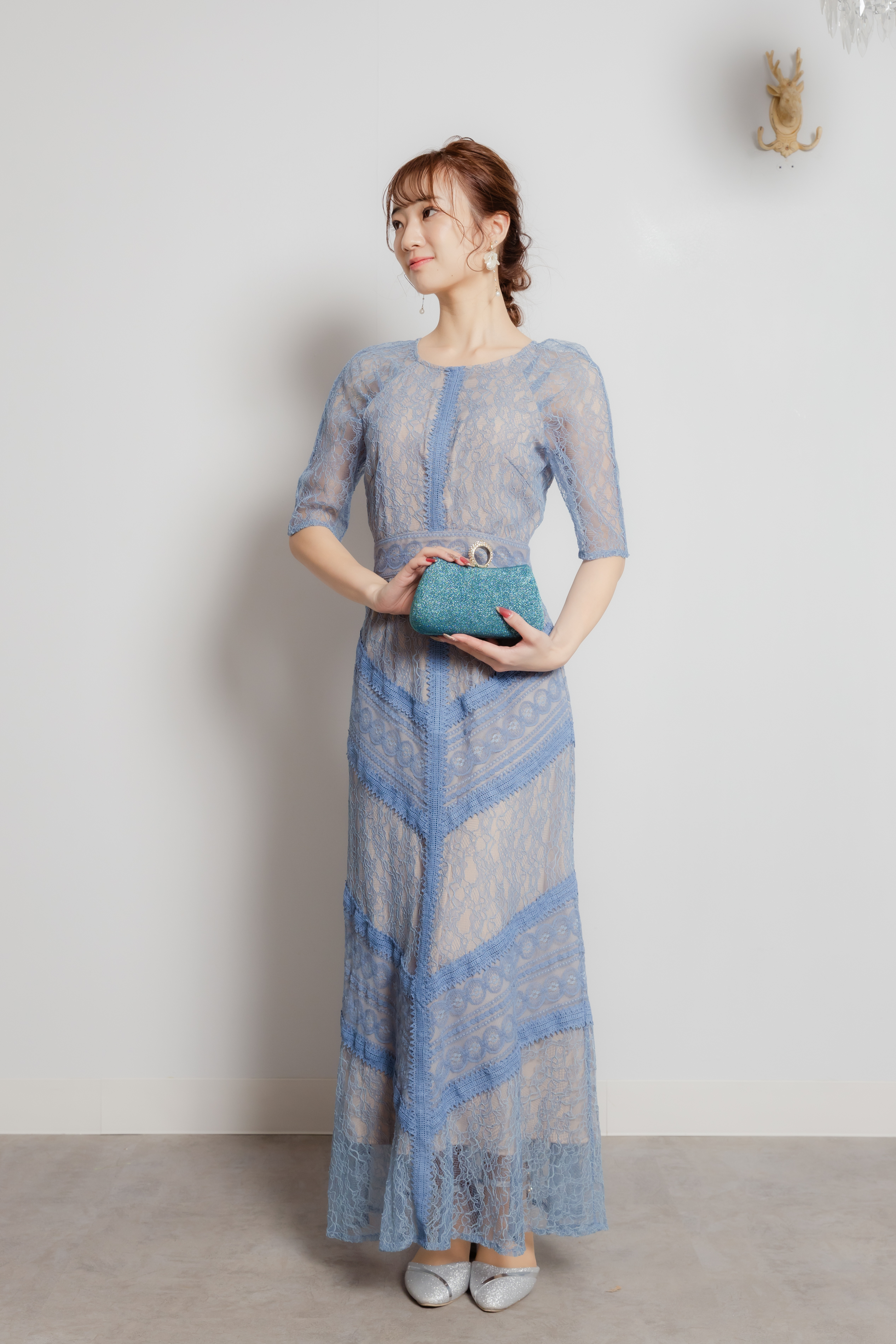 ライトブルー　レースマキシ S