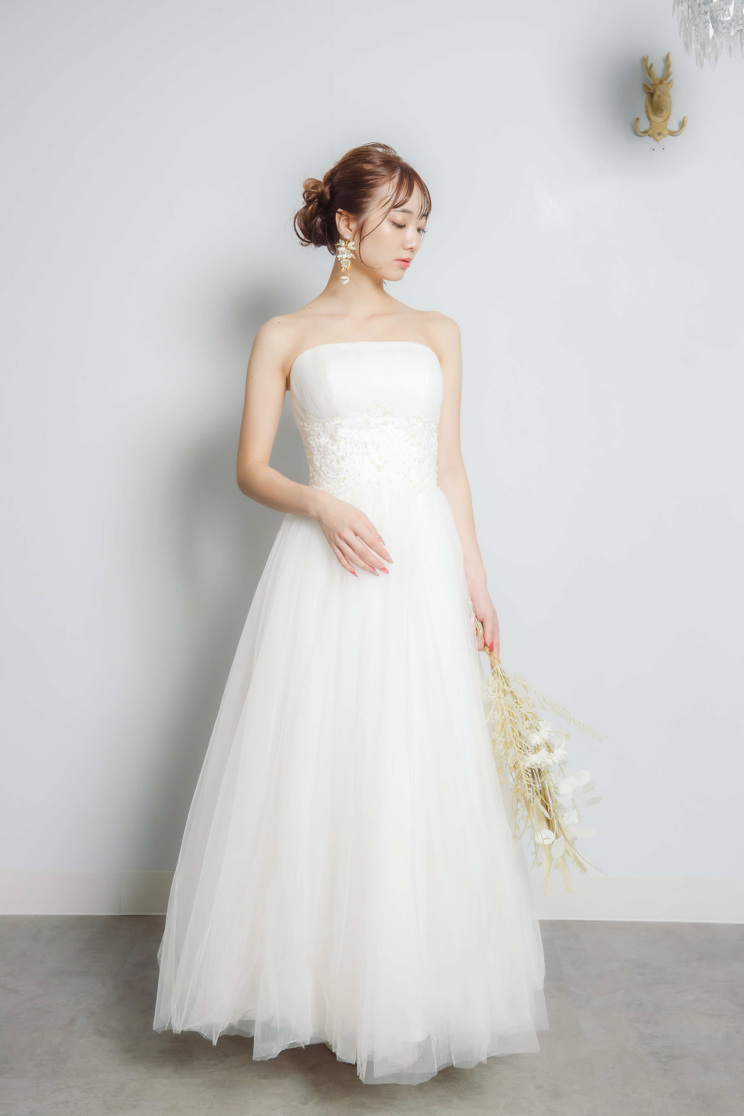 ホワイトウェストレースアンクル丈ドレス11号