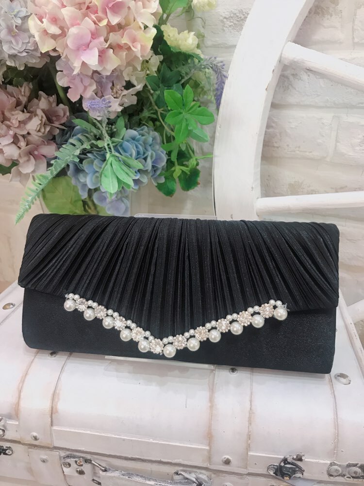 【バック】ブラック　パール×ビジュー