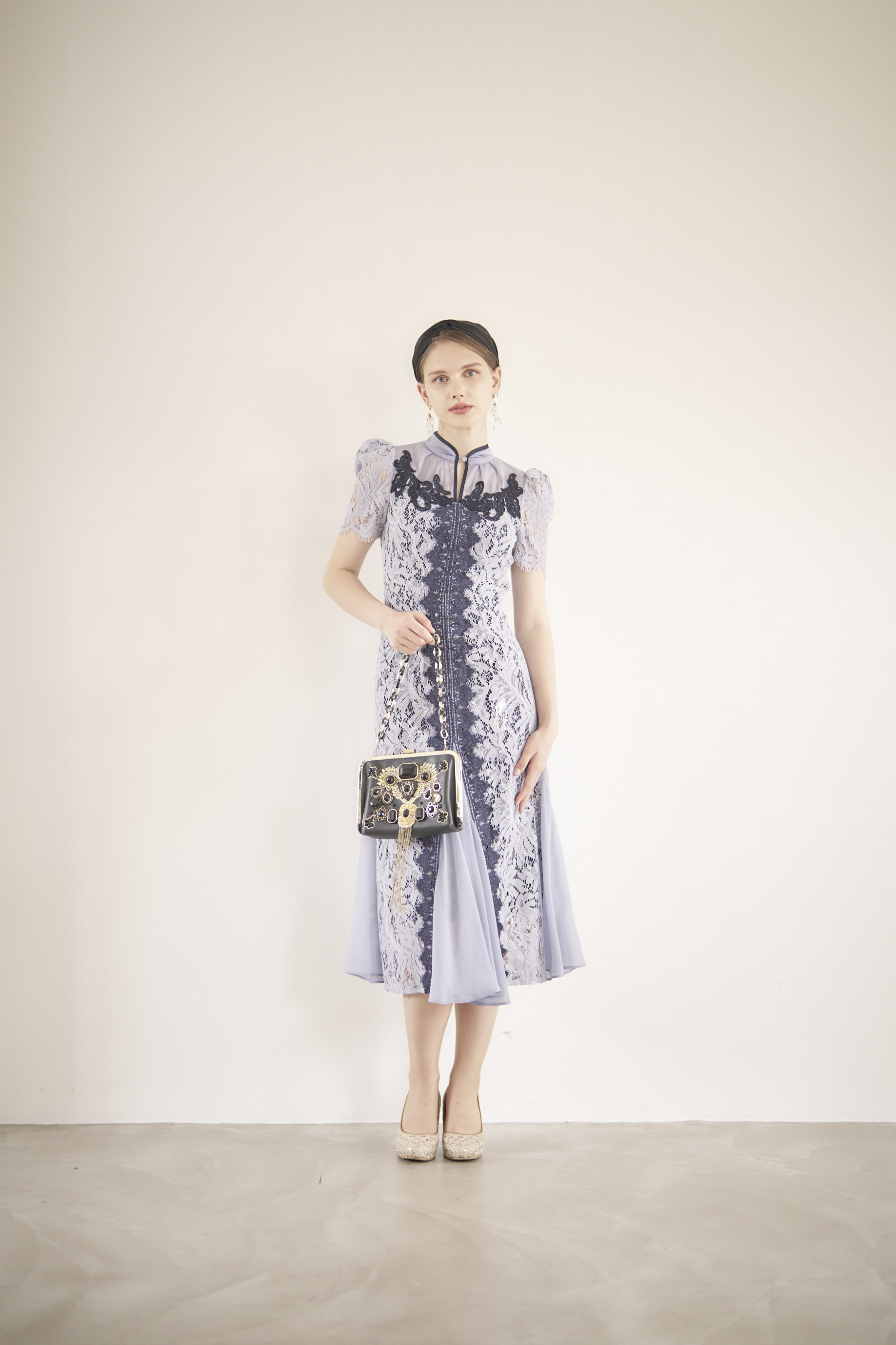 【ゲストドレス】SNIDEL  中華風レースブルータイト　size0 XS-S