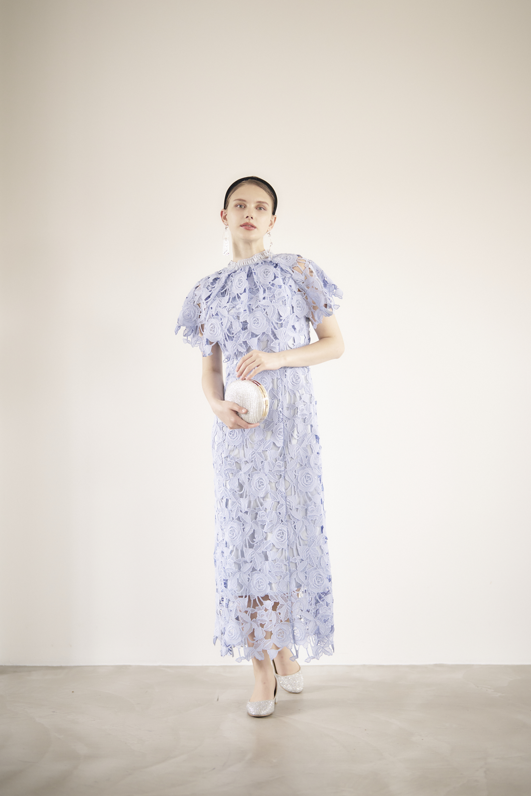 【ゲストドレス】FRAY I.D ローズレースライトブルー　size0 XS-S