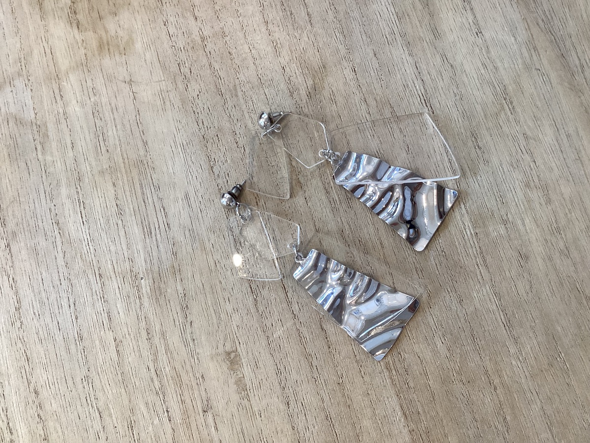 【ピアス】シルバークリアプレート