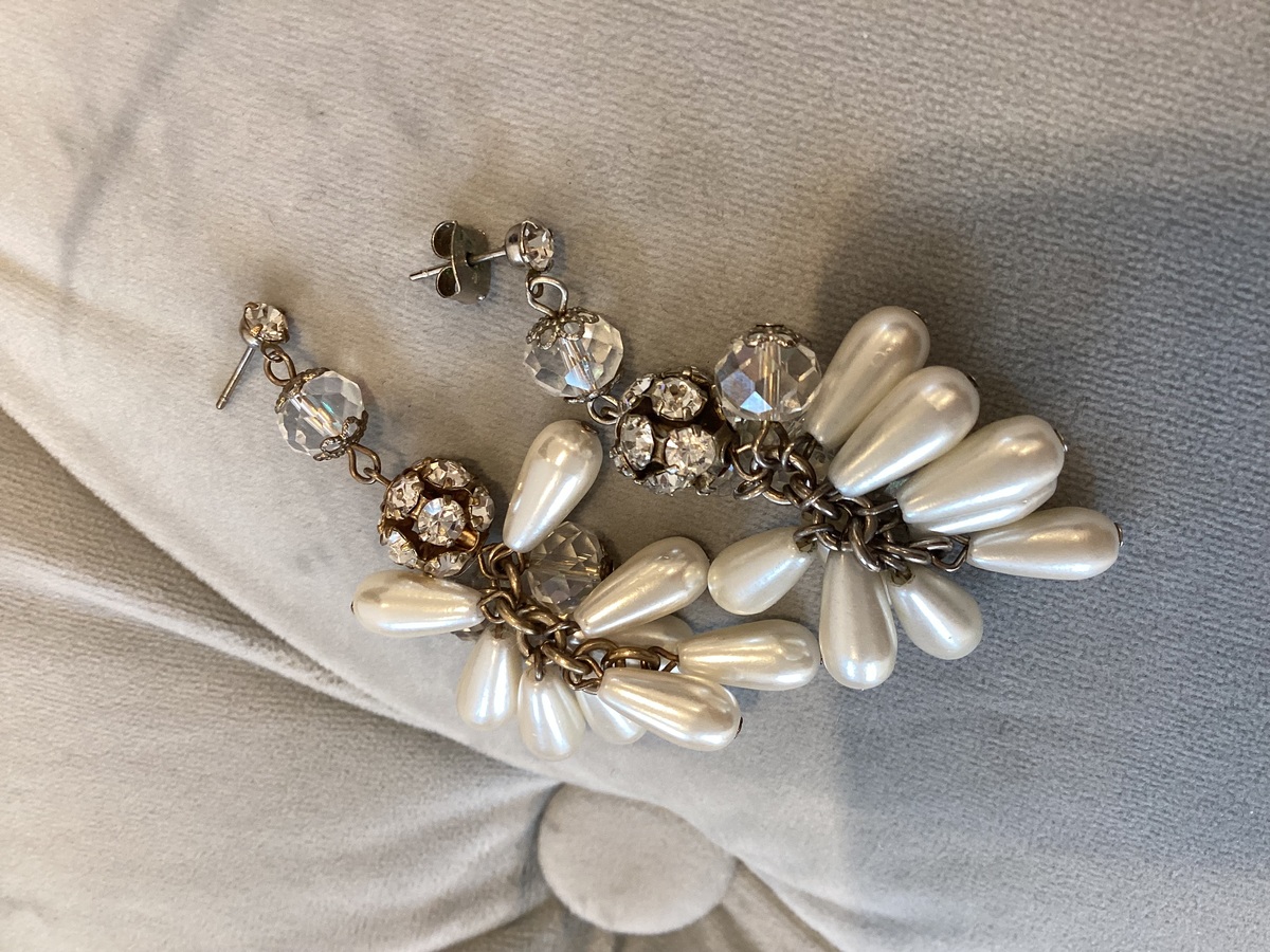 【ピアス】楕円パール　シルバービジュー