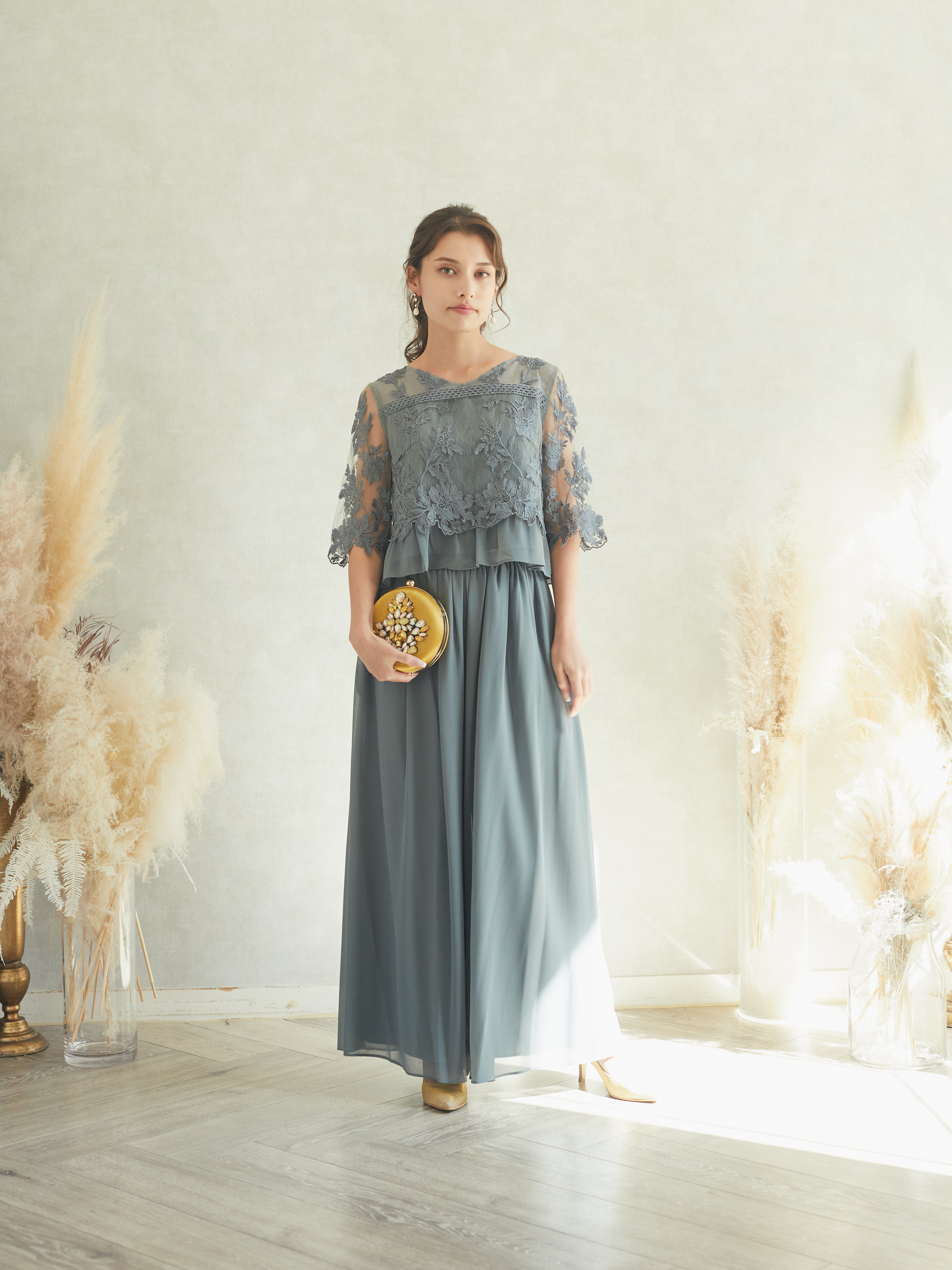 グリーンパンツドレス