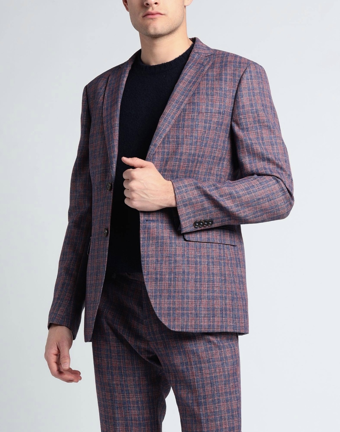 【ジャケットのみ】AT.P.CO ネイビー×ボルドーチェック　48 M 2P
