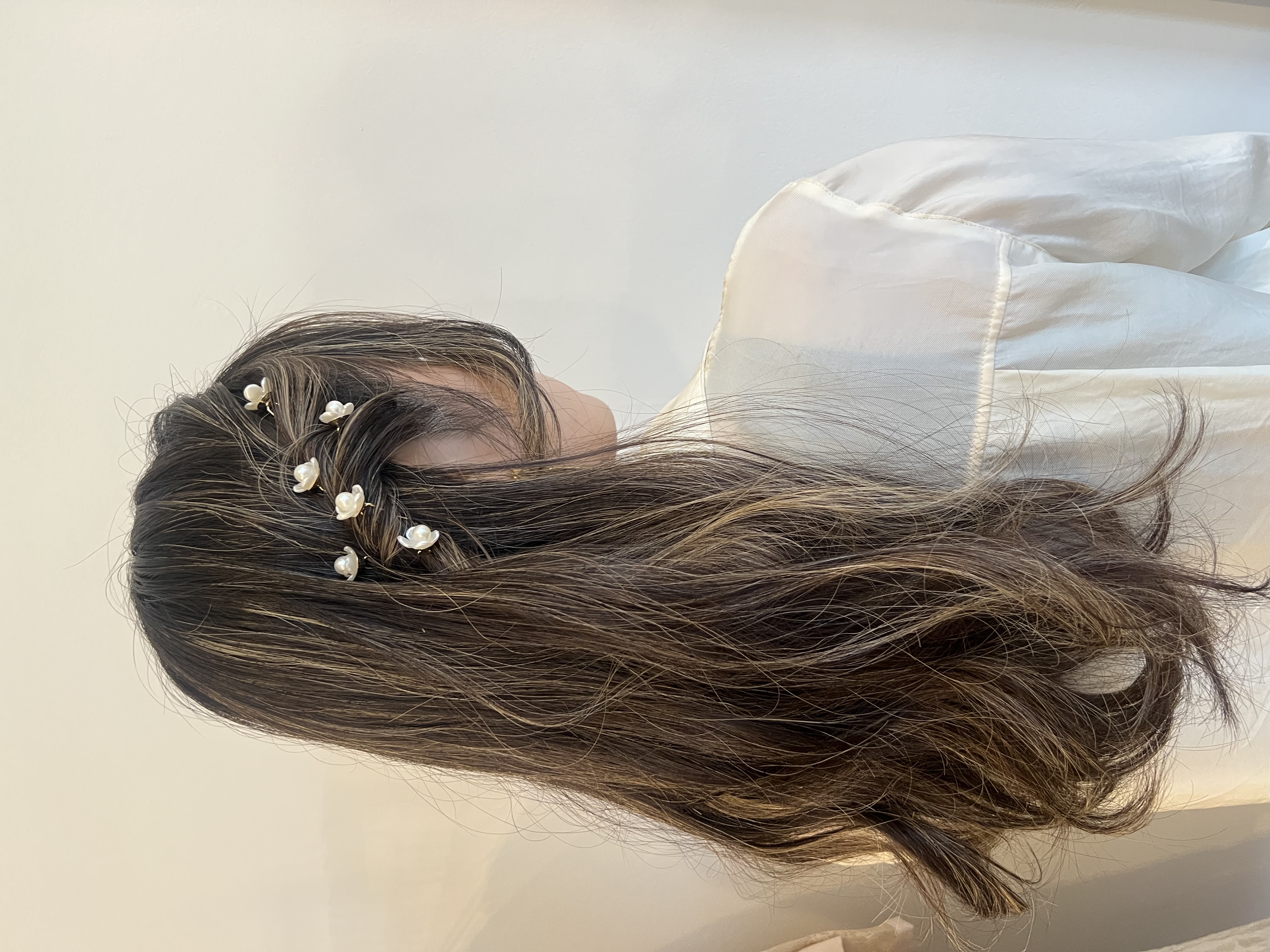 【ヘッドアクセサリー】ホワイトフラワーピン12本セット