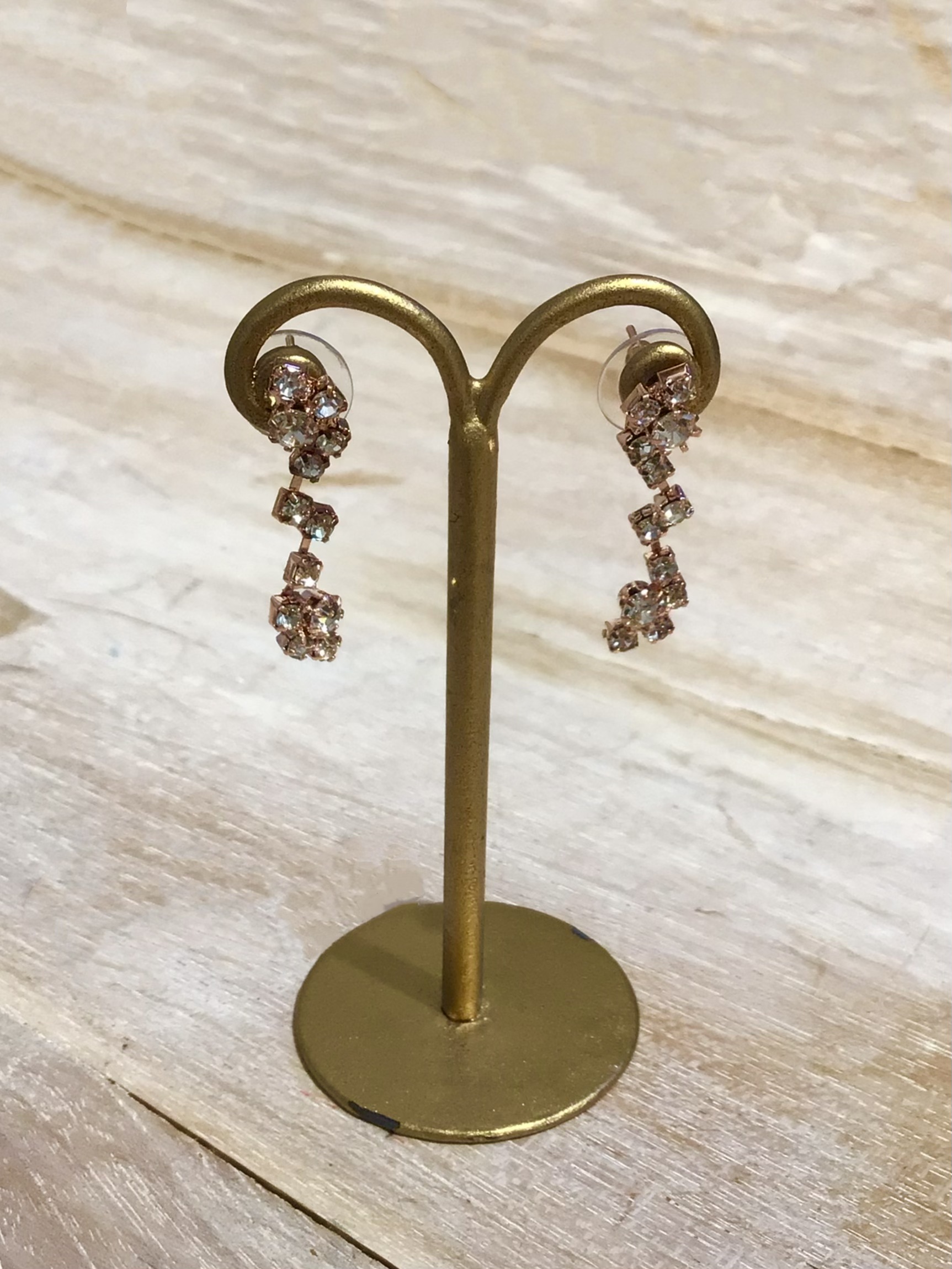 ピンクゴールドギザギザビジューピアス②