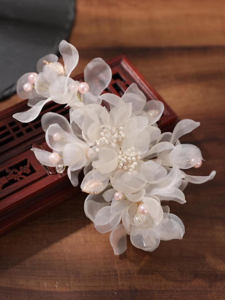 オーガンジーシャンパンフラワーヘッドアクセサリー