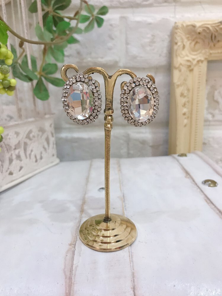 【イヤリング】大粒ビジューシルバー