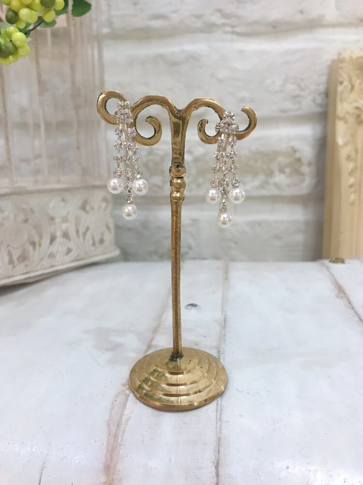 【イヤリング】小粒パール　ダイヤ