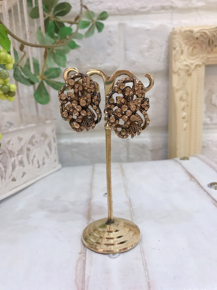 【イヤリング】ブロンズ　ストーン