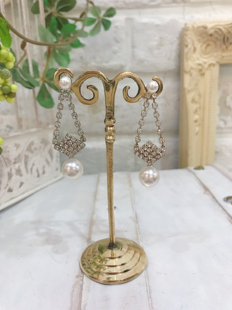 【ピアス】ひし形ダイヤパール