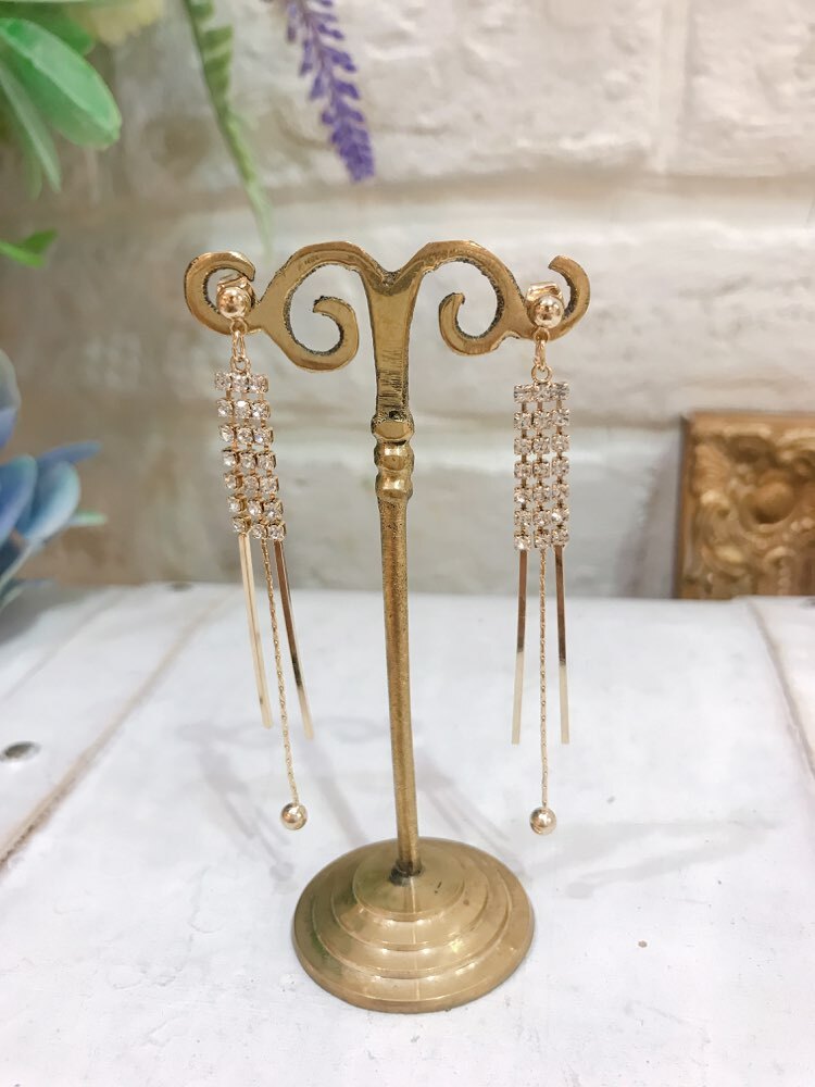 【ピアス】ゴールドダイヤ3本ぶら下がり